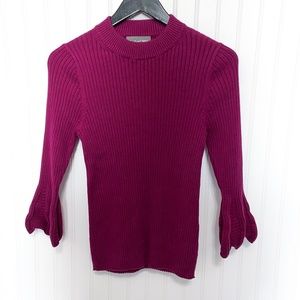 Michael Stars Ribbed Knit Flare Sleeve Sweater